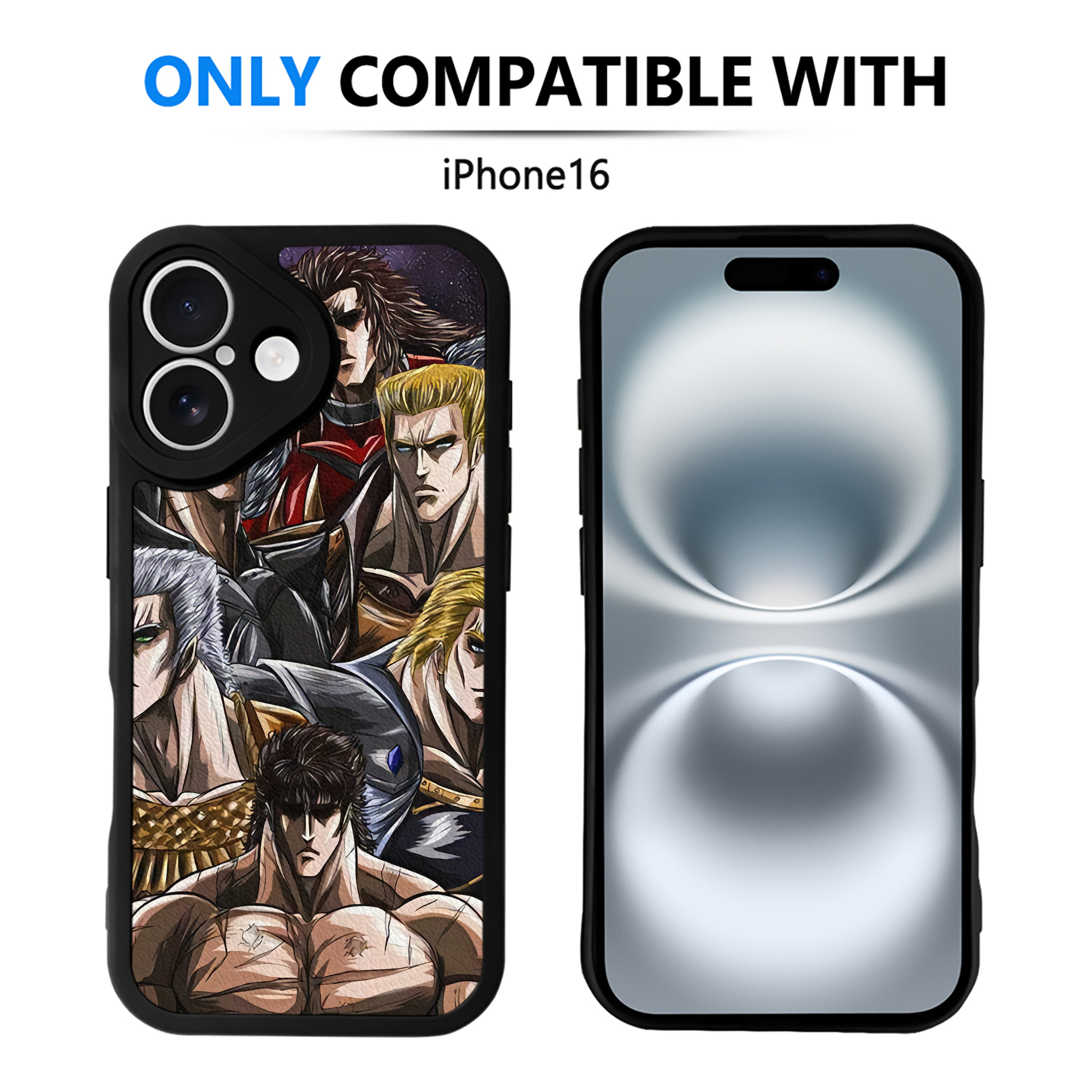 （画像用） 北斗の拳 Fist of the North Star 【iPhone 16シリーズ対応】シリコンスマホケース（レザー調） 材質：シリコン